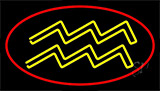 Yellow Aquarius Red Border Neon Sign