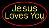Yellow Jesus Loves You Neon Sign