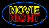 Movie Night Blue Border Neon Sign