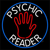 Psychic Reader With Palm Blue Circle Neon Sign