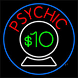 Psychic With Crystal Globe Blue Border Neon Sign