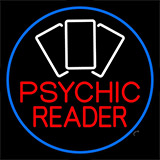 Red Psychic Reader White Cards And Blue Border Neon Sign