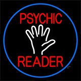Red Psychic Reader White Palm And Blue Border Neon Sign