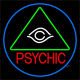 Red Psychic With Logo Blue Border Neon Sign
