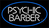 White Psychic Barber With Blue Border Neon Sign