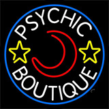 White Psychic Boutique Blue Border Neon Sign