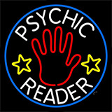 White Psychic Reader With Red Palm Blue Circle Neon Sign
