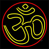 Yellow Om With Border Neon Sign