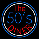 Blue And White Border The 50s Diner Circle Neon Sign