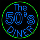 Blue The 50s Diner Circle Neon Sign