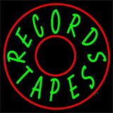 Records Tapes With Circle Neon Sign