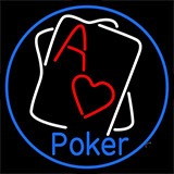Blue Poker With Cards Neon Sign