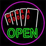 Open Royal Flush Poker Neon Sign