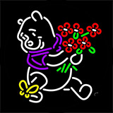 Pooh With Flowers Butterfly Neon Sign