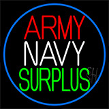 Army Navy Surplus Blue Neon Sign