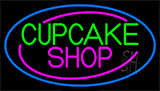 Block Cupcake Shop With Blue Neon Sign