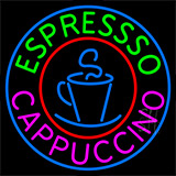 Blue Cappuccino Espresso With Blue Circle Neon Sign