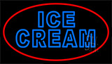 Blue Double Stroke Ice Cream With Red Neon Sign