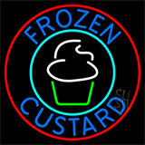 Blue Frozen Custard With Red Circle Logo 2 Neon Sign