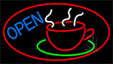 Blue Open Coffee Cup Neon Sign