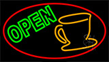 Double Stroke Coffee Cup Open Neon Sign