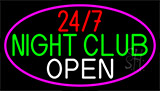 24 7 Night Club With Pink Border Neon Sign