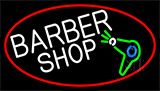 Barber Shop And Dryer And Scissor With Red Border Neon Sign