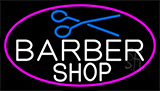 Barber Shop And Scissor With Pink Border Neon Sign