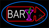 Bar With Wine Glass Arrow Neon Sign