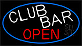 Club Bar With Martini Glass Open Neon Sign