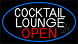 Cocktail Lounge Open With Blue Border Neon Sign