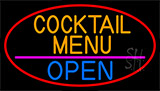 Cocktail Menu Open With Red Border Neon Sign