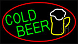 Cold Beer And Mug With Red Border Neon Sign
