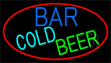 Cold Beer Bar With Red Border Neon Sign