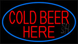 Cold Beer Here With Blue Border Neon Sign
