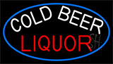 Cold Beer Liquor With Blue Border Neon Sign