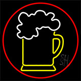 Cold Beer Mug With Red Border Neon Sign