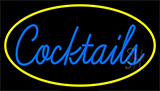 Cursive Cocktail Bar With Yellow Border Neon Sign