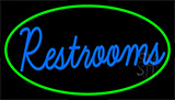 Cursive Restrooms With Green Border Neon Sign