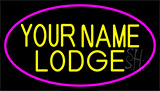 Custom Block Lodge With Pink Border Neon Sign