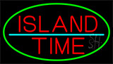 Custom Island Time With Green Border Neon Sign