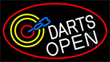 Dart Board Open With Red Border Neon Sign