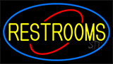 Decorative Restrooms With Blue Border Neon Sign