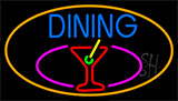 Dining And Martini Glass With Orange Border Neon Sign
