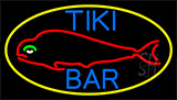 Dolphin Tiki Bar With Yellow Border Neon Sign