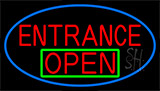 Entrance Red Open With Blue Border Neon Sign