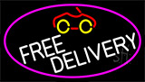 Free Delivery And Car With Pink Border Neon Sign