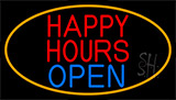 Happy Hours Open With Orange Border Neon Sign
