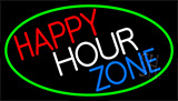 Happy Hour Zone With Green Border Neon Sign