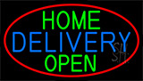 Home Delivery Open With Red Border Neon Sign
